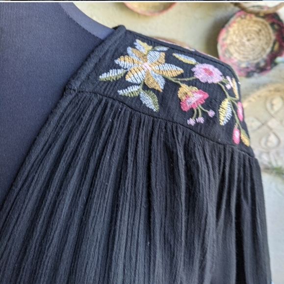 Free People XS Te Amo Mini Dress Embroidered Black - Picture 10 of 16